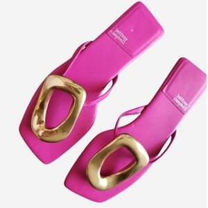 Jeffrey Campbell Linques Thong Flat Sandals Fuchsia Pink SIZE 9